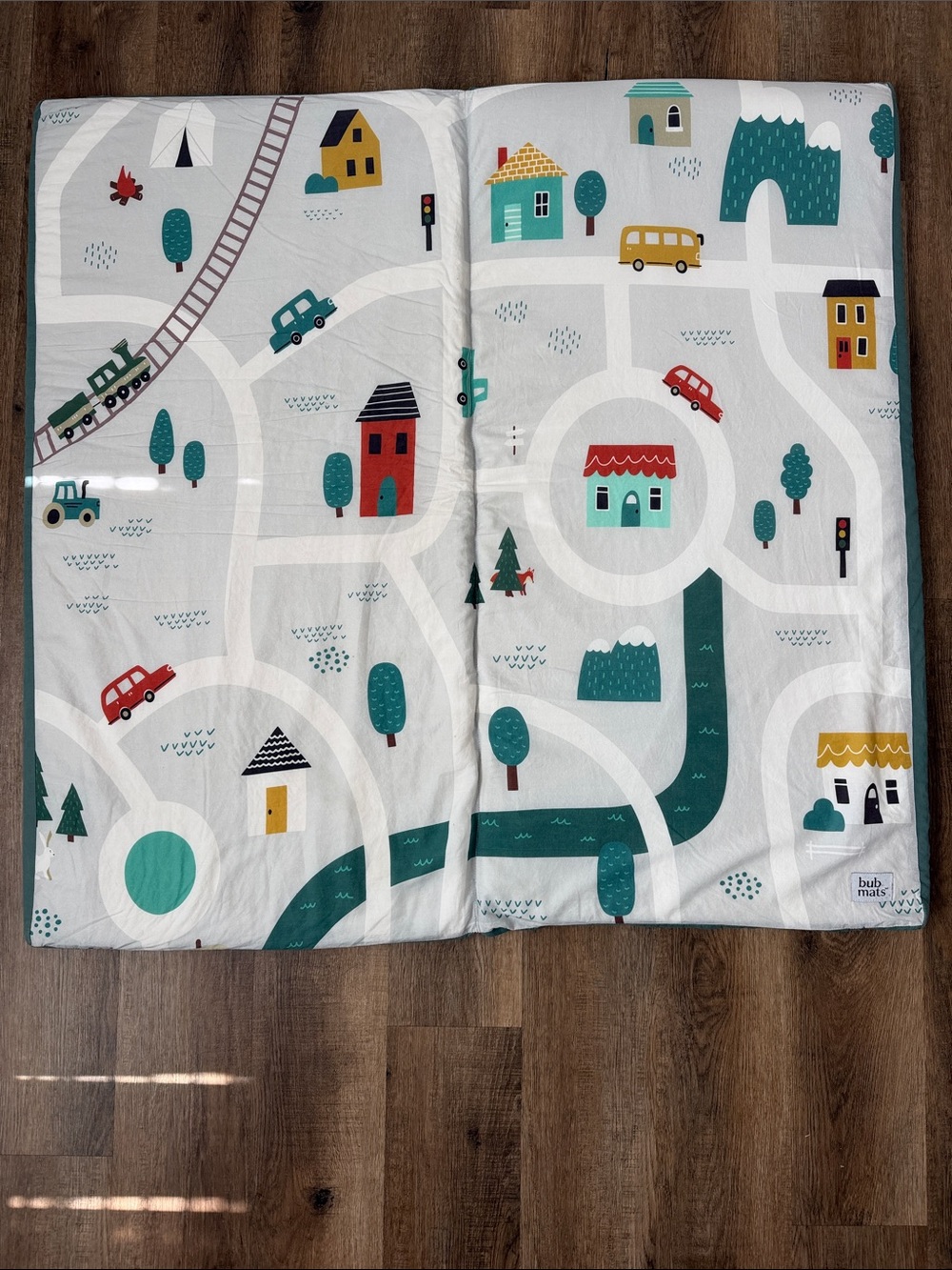 Bub Mats Road Map Padded Baby Toddler Play Mat With Protective Cover